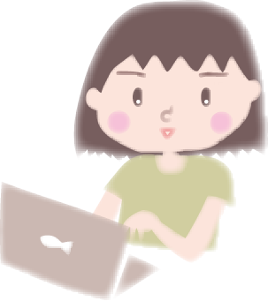 パソコンをしているよだあゆみのイラスト
